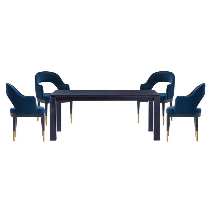 Manhattan Comfort Rockaway Modern 70.86 Solid Wood Dining Set
