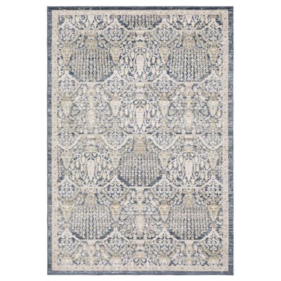 Calliope Textural Distressed Traditional Navy/ Gold Area Rug