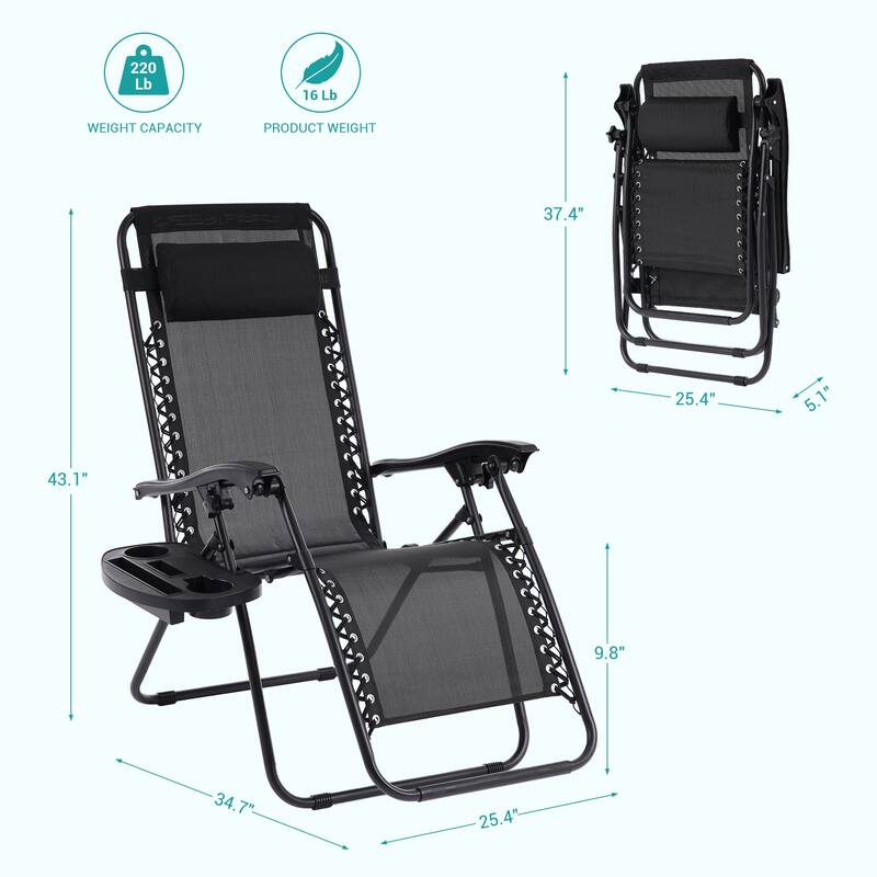 Bonosuki Patio Zero Gravity Chair Foldable Recliner Lounge Chair