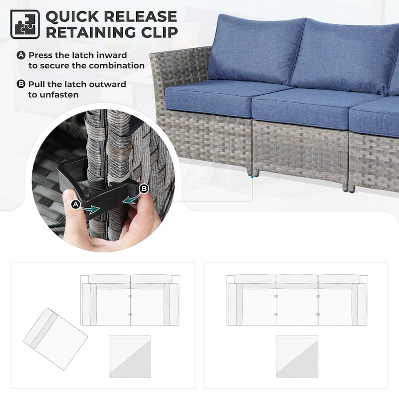 HOOOWOOO 9-piece Handwoven Wicker Patio Sectional Set with Swivel Rocking Chair