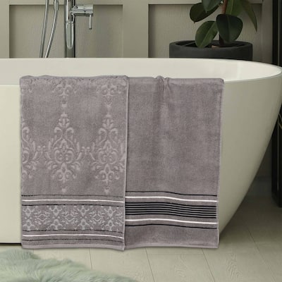 Superior Sadie Zero Twist Cotton Solid and Floral Bath Sheet Set of 2