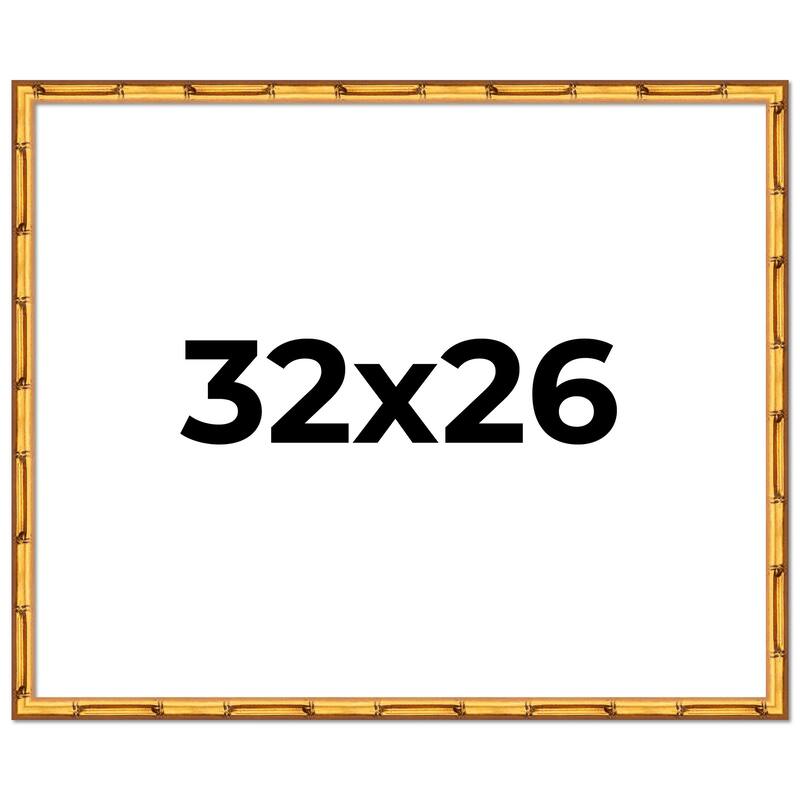 32x26 Frame Gold Bamboo Picture Frame Modern Photo Frame Includes UV Acrylic Shatter Guard Front Acid Free Foam Backing Board