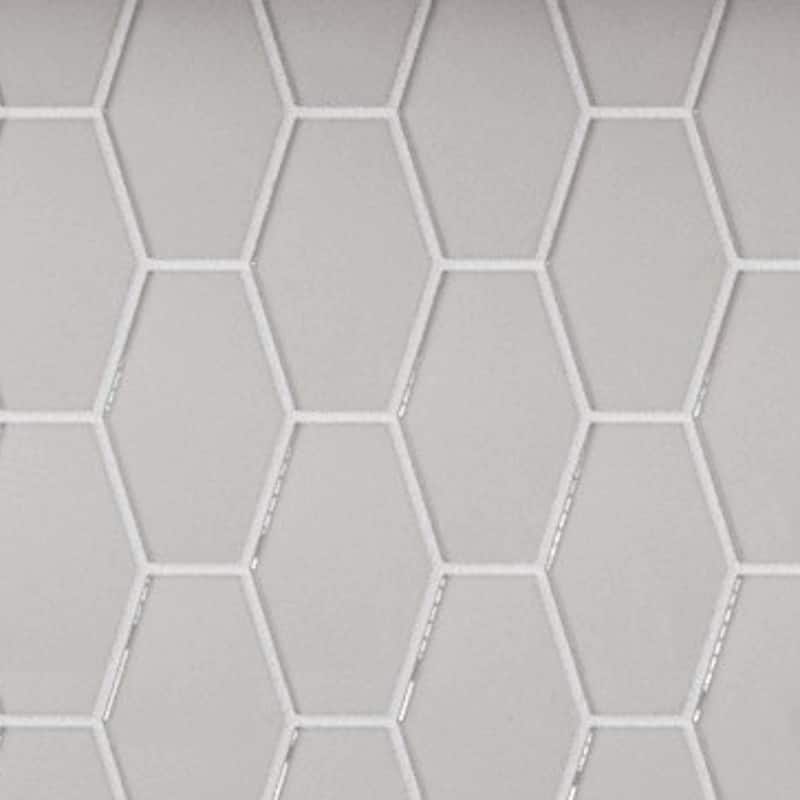 Cruz Bay Studio MKT2871 Long Hex - 11" x 11" Geometric Wall Tile - - Misty Grey Gloss