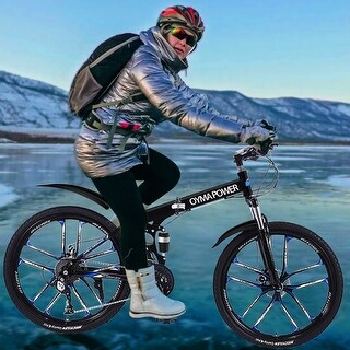 26 inch Folding Mountain Bikes with 21 Speed, Non-Slip Adults