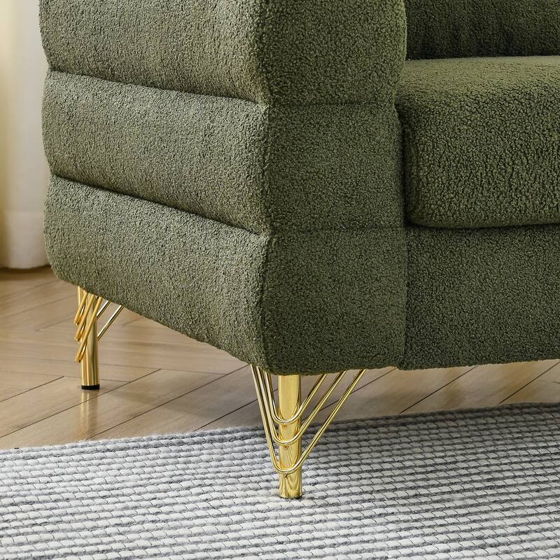 Mid Century Modern Fabric Symmetrical Corner Sectional Sofa with 3 Pillows for Living Room,Sofa-Deep Seating,Metal Legs