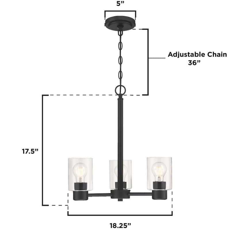 Westinghouse Lighting Sylvestre Three-Light Matte Black Indoor Chandelier