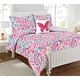 preview thumbnail 1 of 6, Watercolor Flutter Pink Floral Comforter Set With Butterfly Throw Pillow