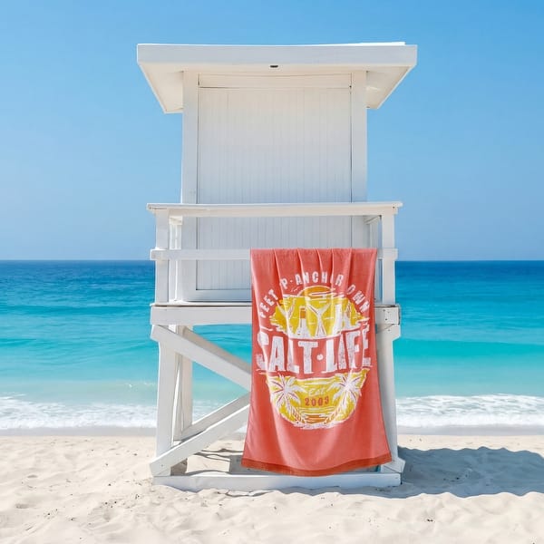slide 2 of 4, Salt Life Weekend Forecast Beach Towel - 64x38 64x38 - Coral