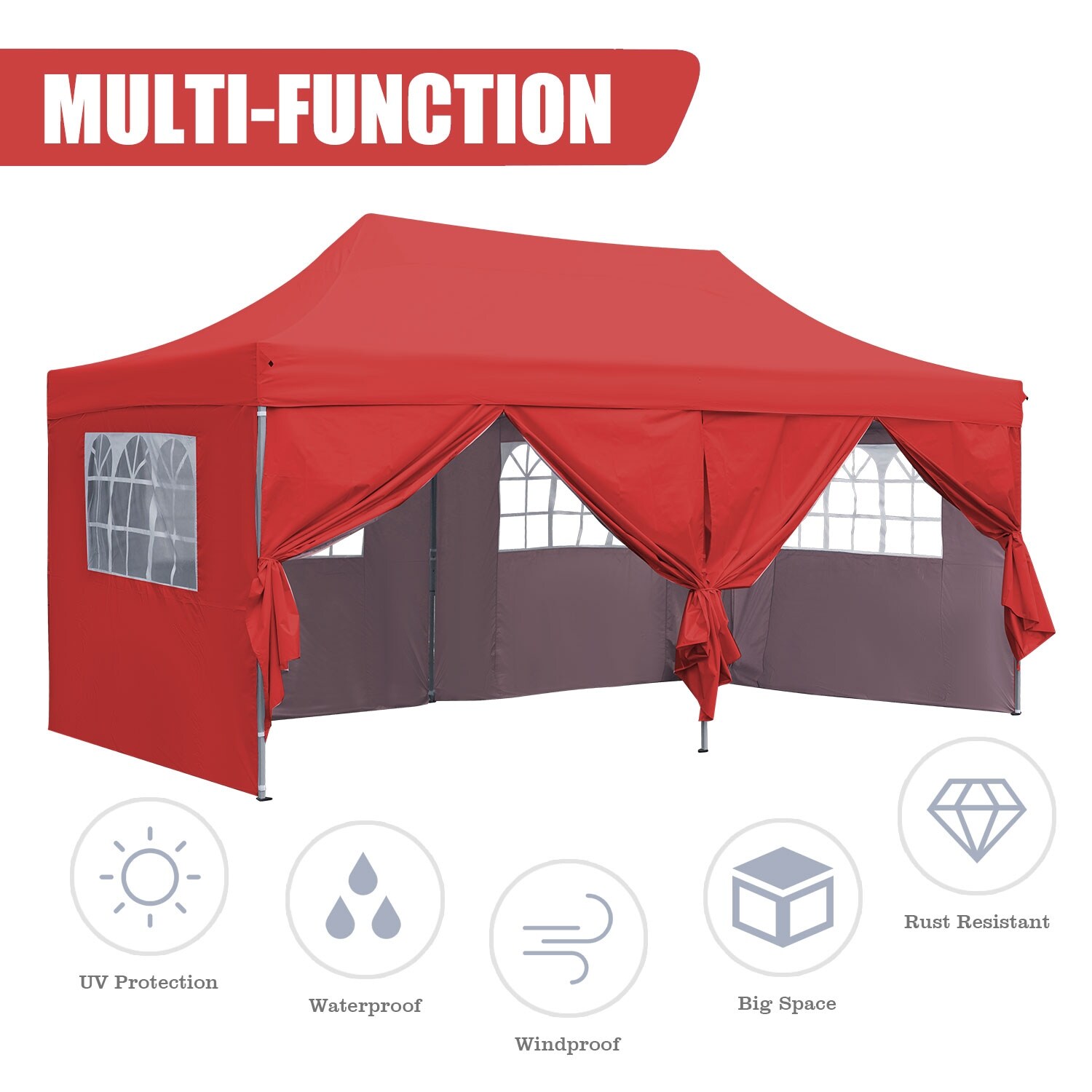 Zenova 10 x20 Pop up Canopy Tents with 6 Sidewalls Portable Folding Outdoor Gazebo Tent for Wedding Party On Sale Bed Bath Beyond 36999970
