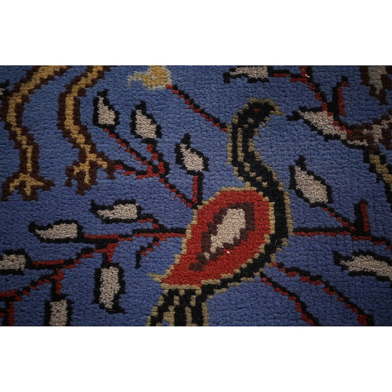 Animals Blue Design Ziegler Indian Runner Rug Handmade Wool Carpet - 2'6"x 7'11"