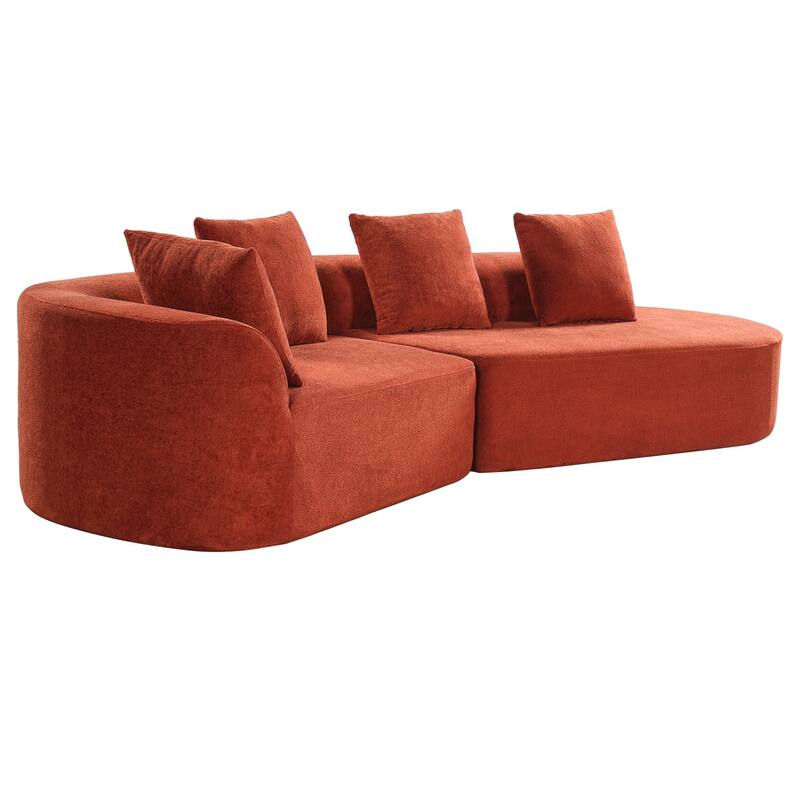 116" Curved Sectional Sofa with Pillows, No Assembly Required