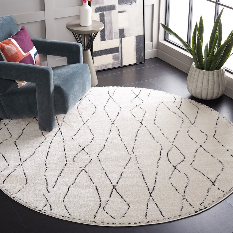 SAFAVIEH Melody Benita Moroccan Rug - 6'7" Round - Ivory/Black