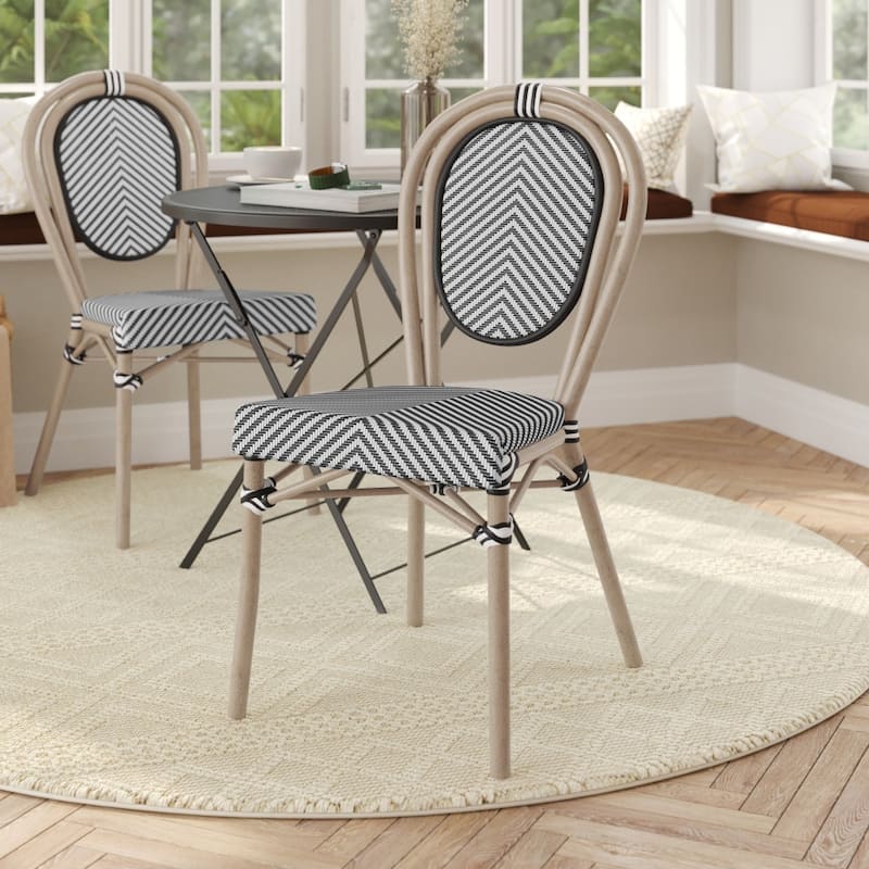 All-Weather Commercial Paris Chair with Metal Frame - BlackWhiteLightNaturalFrame