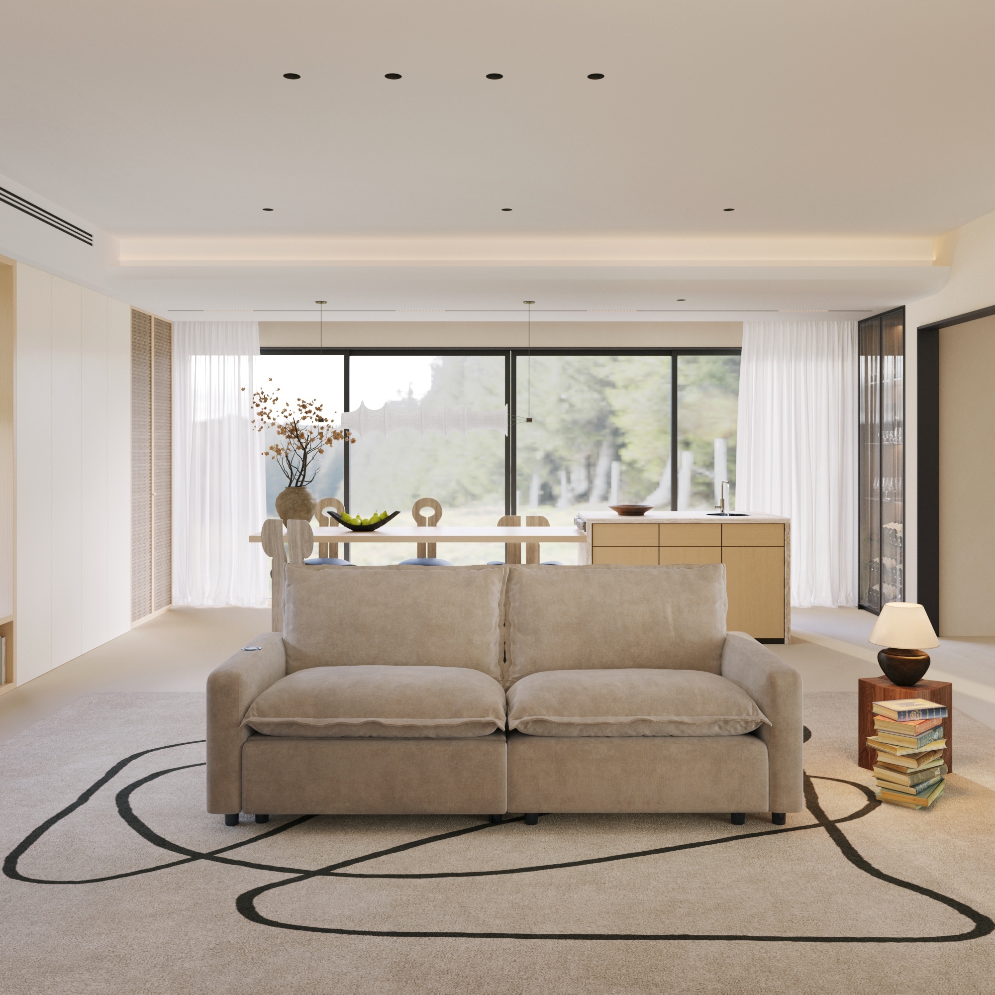 Power Reclining Sofa Couch With Wireless Charger And Heating