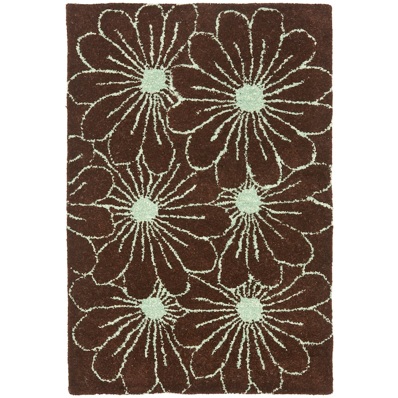 SAFAVIEH Handmade Soho Jenilee Daisies N.Z. Wool Rug - 2' x 3' - Brown/Teal