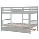 preview thumbnail 47 of 70, Twin Over Twin Rubber Wood Bunk Bed with Trundle, Convertible into 2 Twin Size Beds,with Ladder and Safety Guardrails