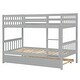 preview thumbnail 12 of 17, Twin Over Twin Rubber Wood Bunk Bed with Trundle, Convertible into 2 Twin Size Beds-Grey