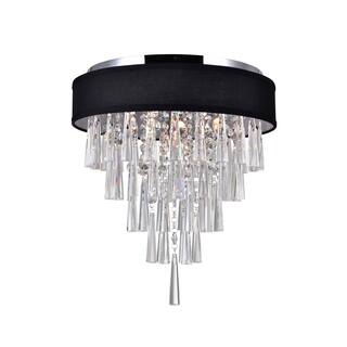 Franca 4 Light 16in Chrome Flush Mount with Black Shade