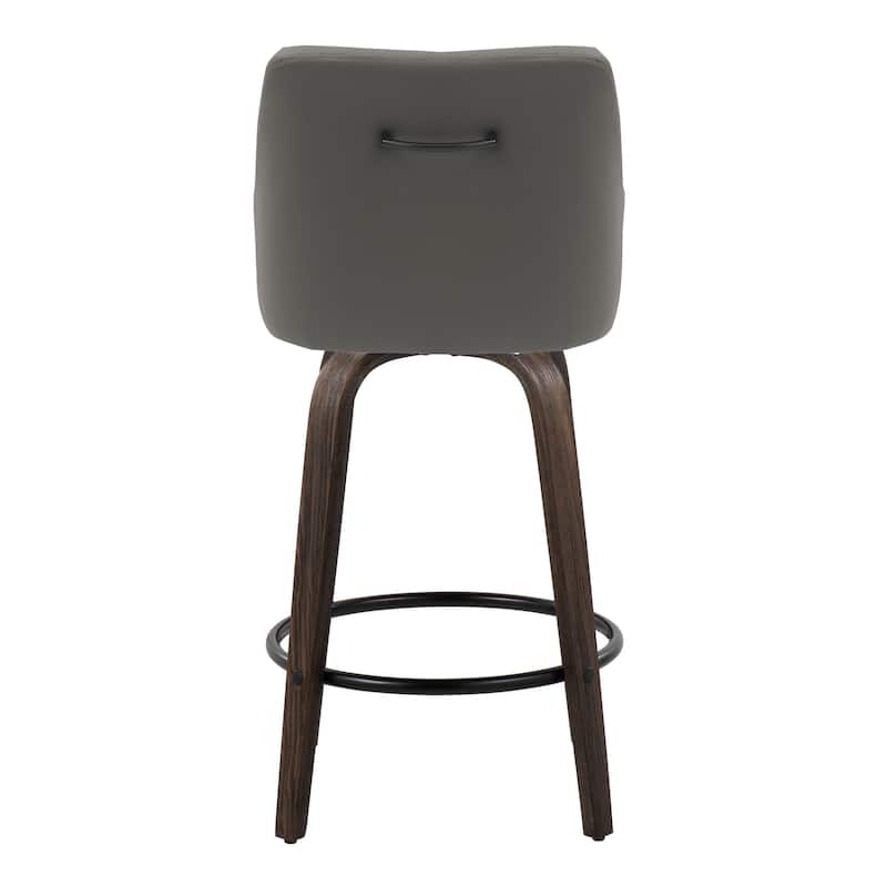 The Gray Barn Hadley 26" Fixed-Height Upholstered Counter Stool with Bent Wood Legs & Round Footrest (Set of 2)