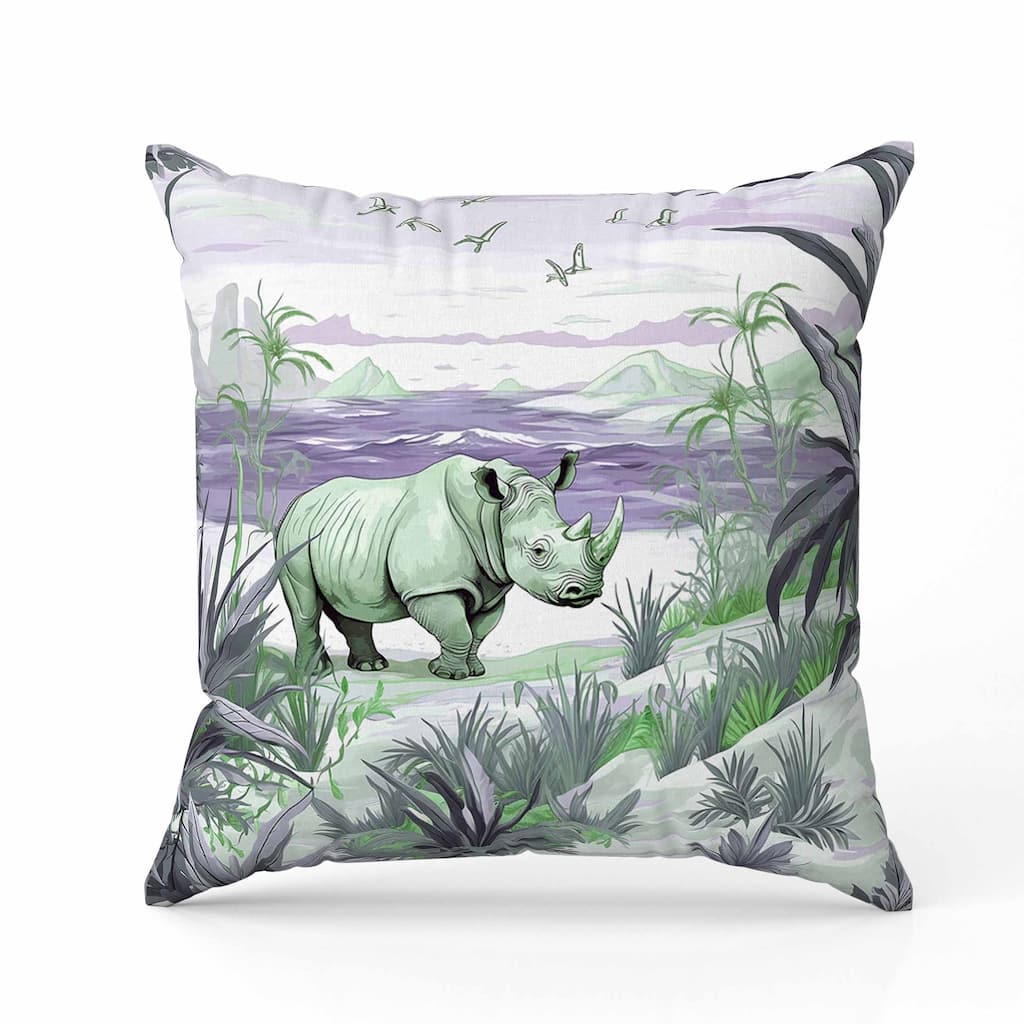 Coastal Rhino Indoor/Outdoor Reversible Throw Pillow Green and Purple