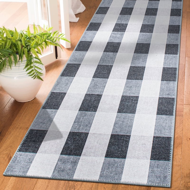 Contemporary Checkered Machine Washable Area Rug - 2' 6" x 10' - Runner
