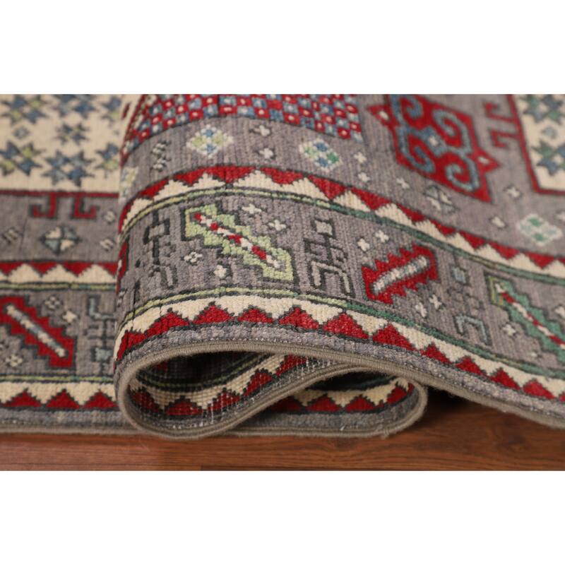 Geometric Kazak Accent Rug Handmade Bedroom Wool Carpet - 3'6" x 5'2"