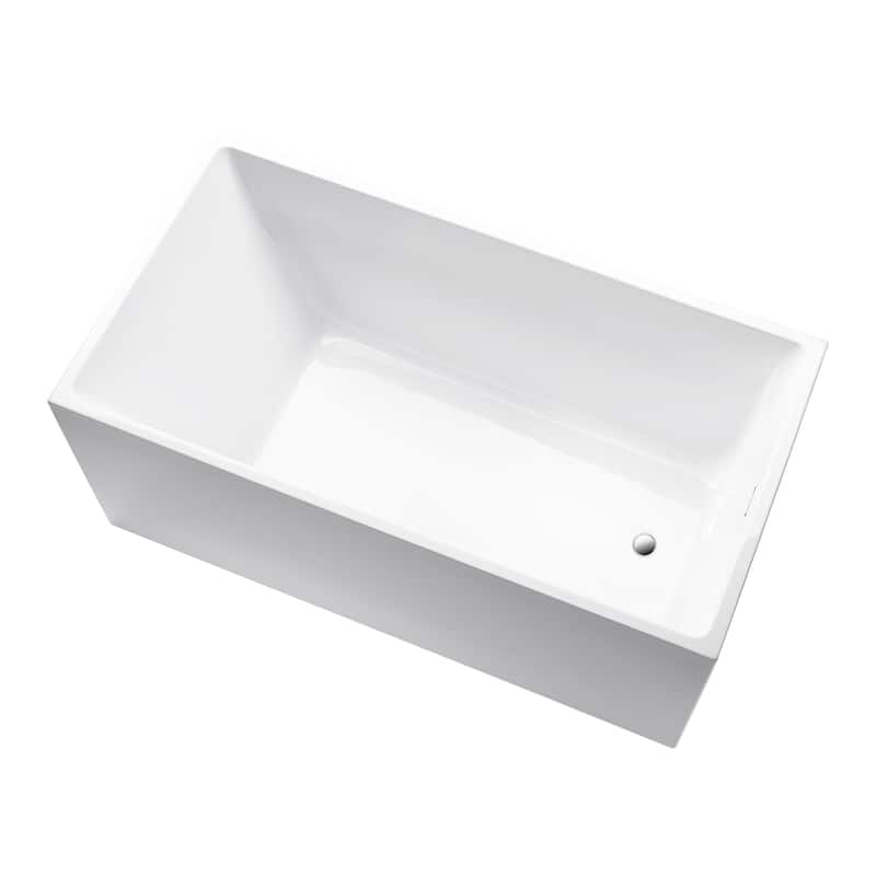 Vanity Art 47" x 29" White Acrylic Flatbottom Freestanding Bathtub