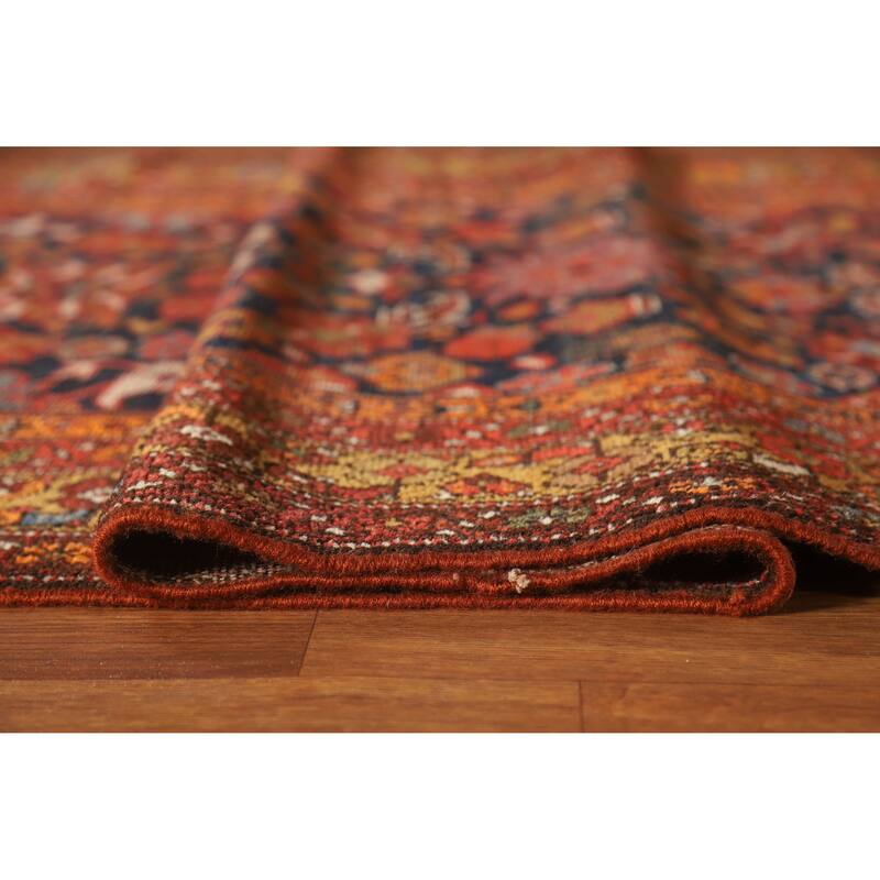 Hand Knotted Oriental 100% Wool Carpet Traditional Floral Navy Blue & Blues Malayer Runner Rug - 15' 8'' X 3' 7''