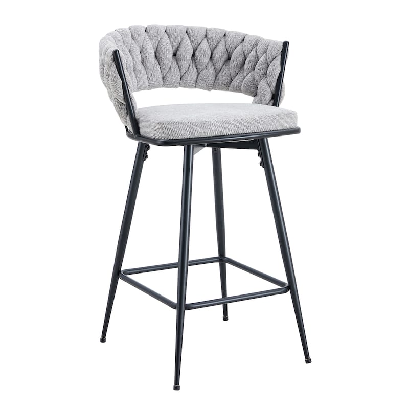 Modern Swivel Bar Stool with Adjustable Foot Pad and Non-Slip Foot Ring, Counter Height Dining Chairs Set of 4