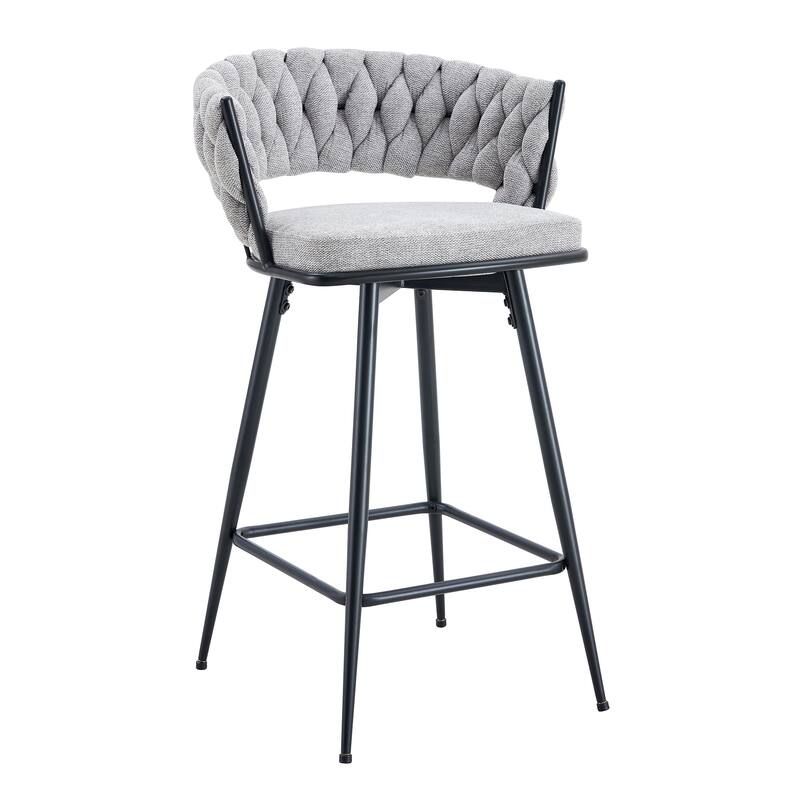 Set of 2 Swivel Bar Stools with Breathable Linen Cushions - Counter Height Stools for Kitchen Island, Dining or Pub