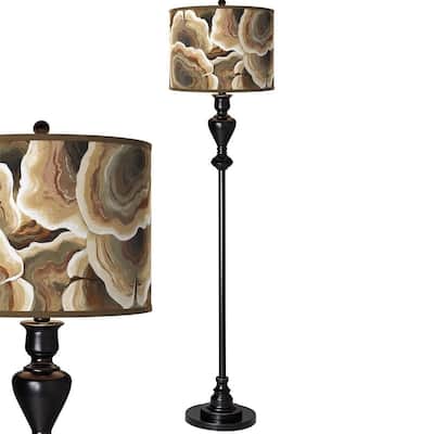 Ruffled Feathers Shade on Black Bronze Floor Lamp - 13" x 58"