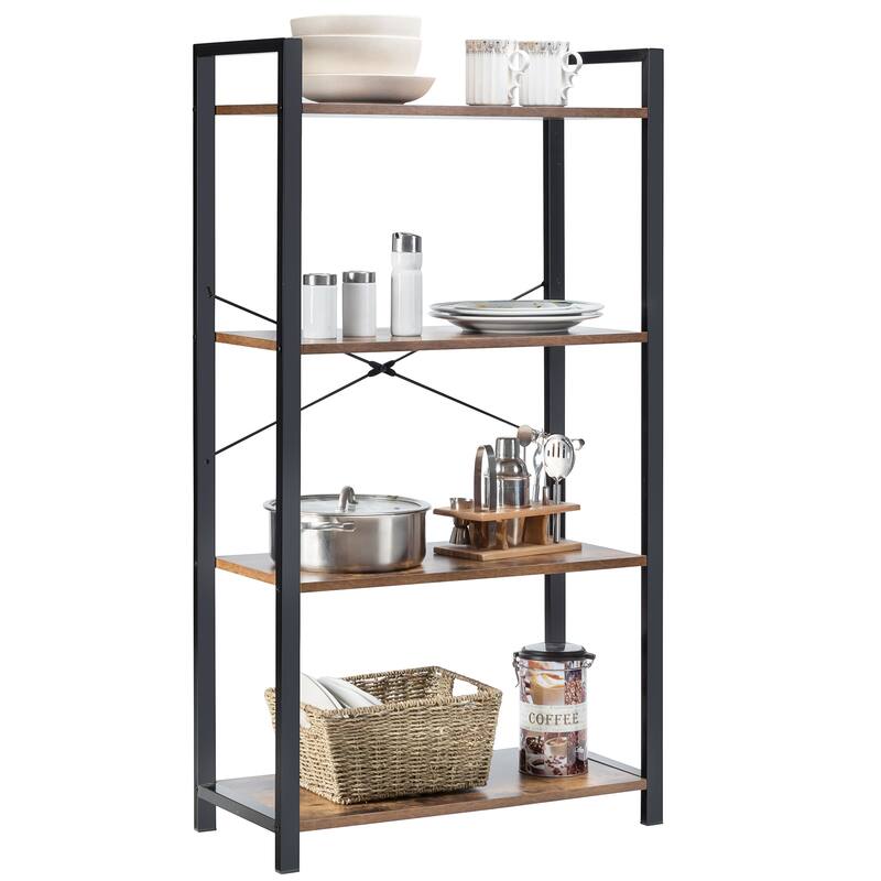 Costway 4-Tier Bookshelf Industrial Bookcase Diaplay Shelf Storage