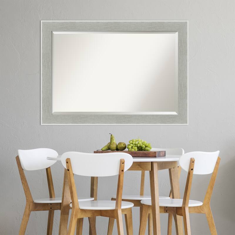 Beveled Wall Mirror - Glam Linen Grey Frame - Glam Linen Grey