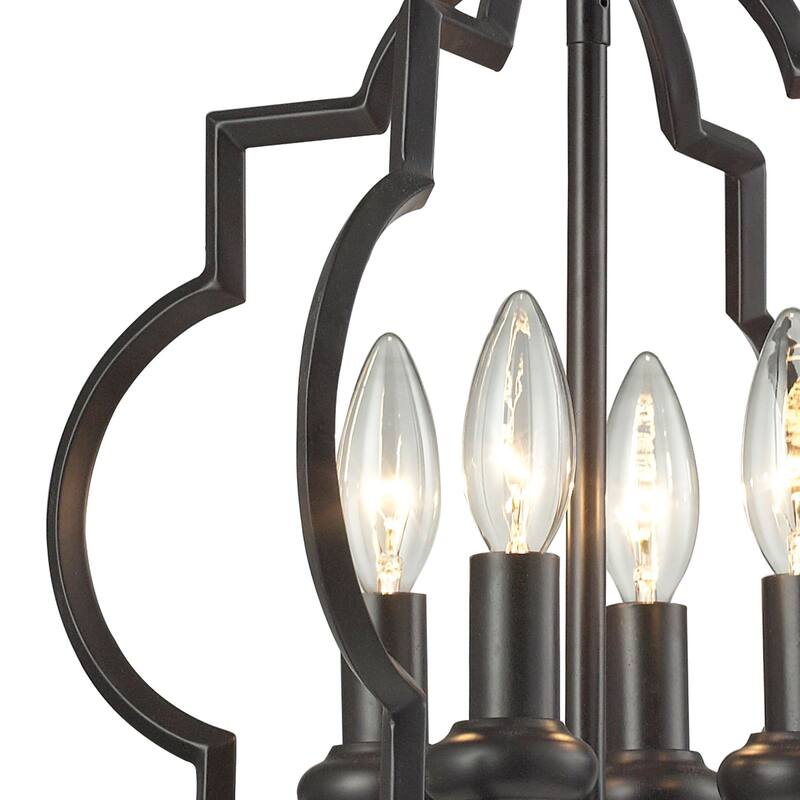 Chandette 14-inch Wide 4-Light Chandelier in Aged Silver - 14in W x 14in D x 18in H - Oil Rubbed Bronze
