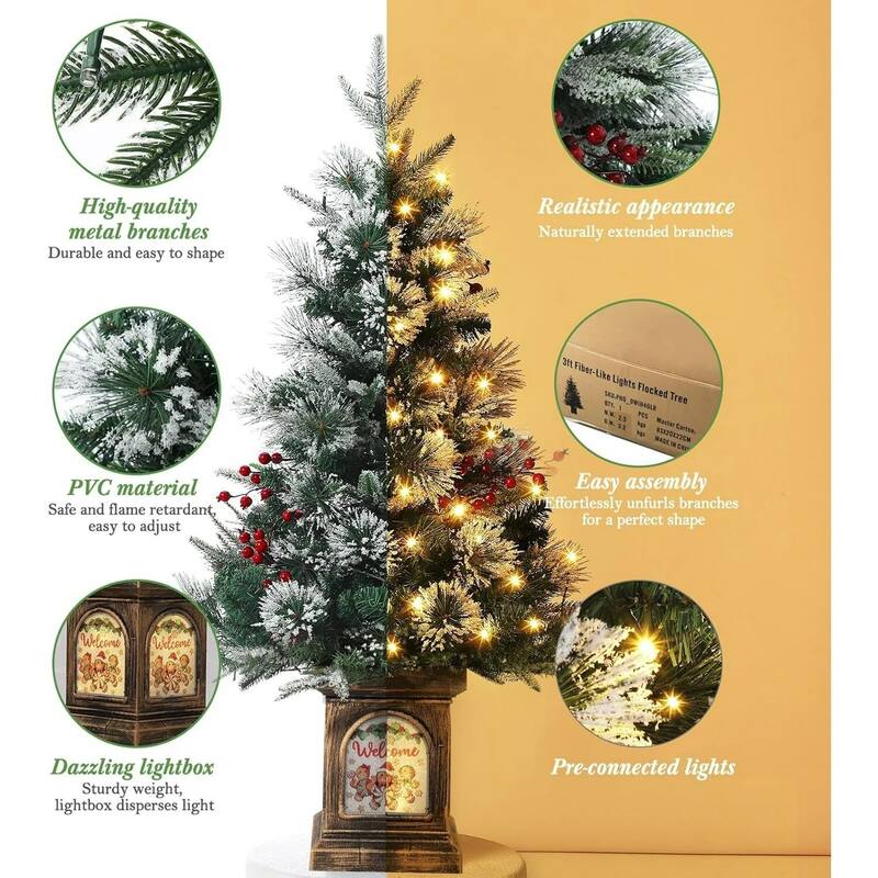 Christmas Tree with 78 Multi-Color Led Lights, 3 Ft Pre-Lit Artificial Christmas Decoration