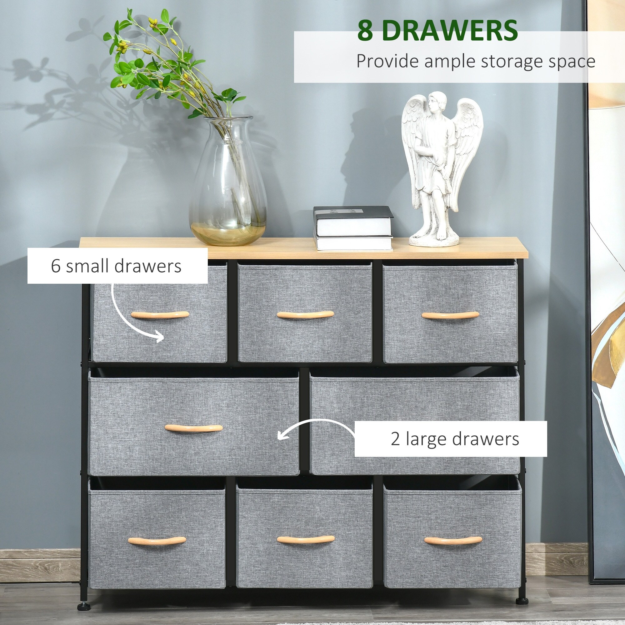 8 Drawer Chest Dresser Storage Tower Organizer with MDF Wood Top Foldable Design Bed Bath Beyond 42339303