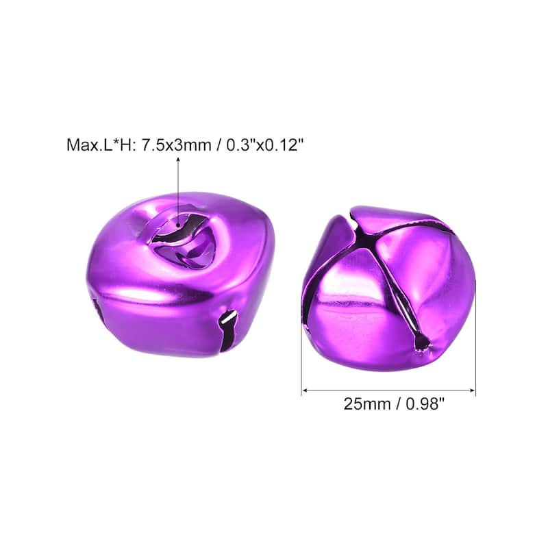 Jingle Bells, 25mm 8pcs Small Bells for Crafts DIY Christmas, Gold Tone - 25mmx25mm - Purple