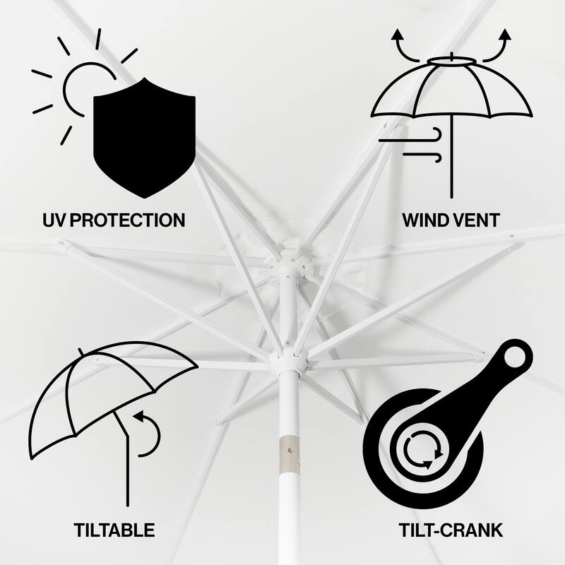 Collins 9 ft. Classic MidCentury Market Patio Umbrella with UV Protection, Auto-Tilt, Crank and Wind Vent, by JONATHAN Y