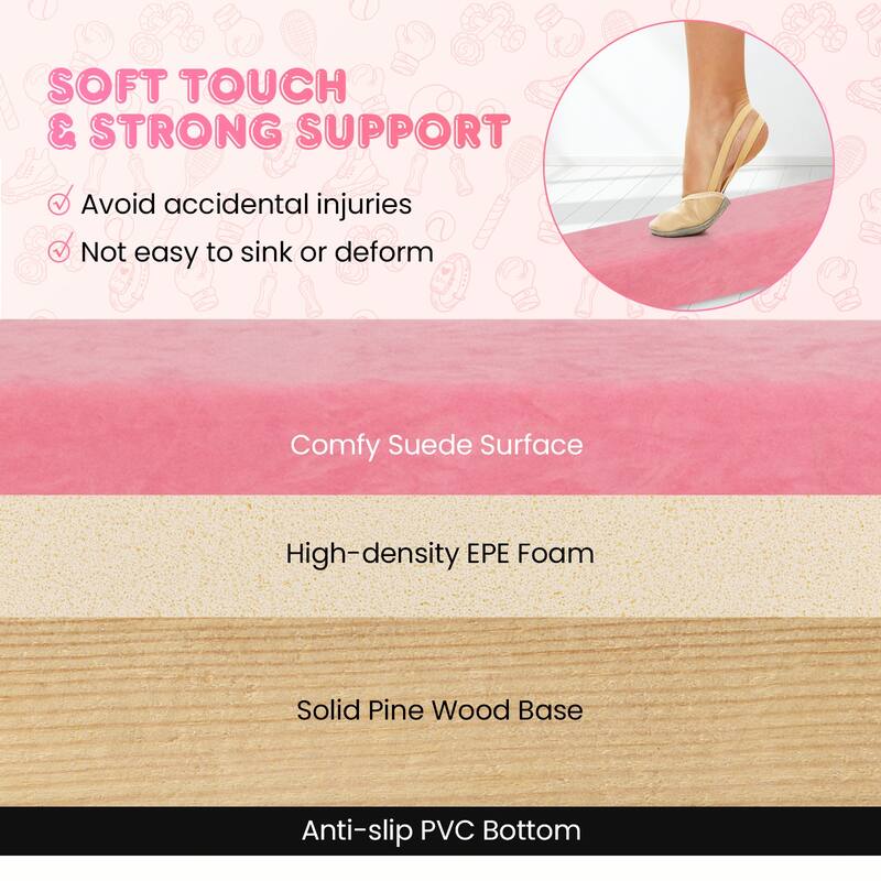 Gymax 9 FT Folding Balance Beam w/ Solid Wood Base & Anti-slip Bottom