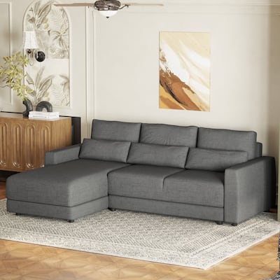 Modern L-Shaped Sectional Sofa with Removable Back Cushions and 3 Pillows