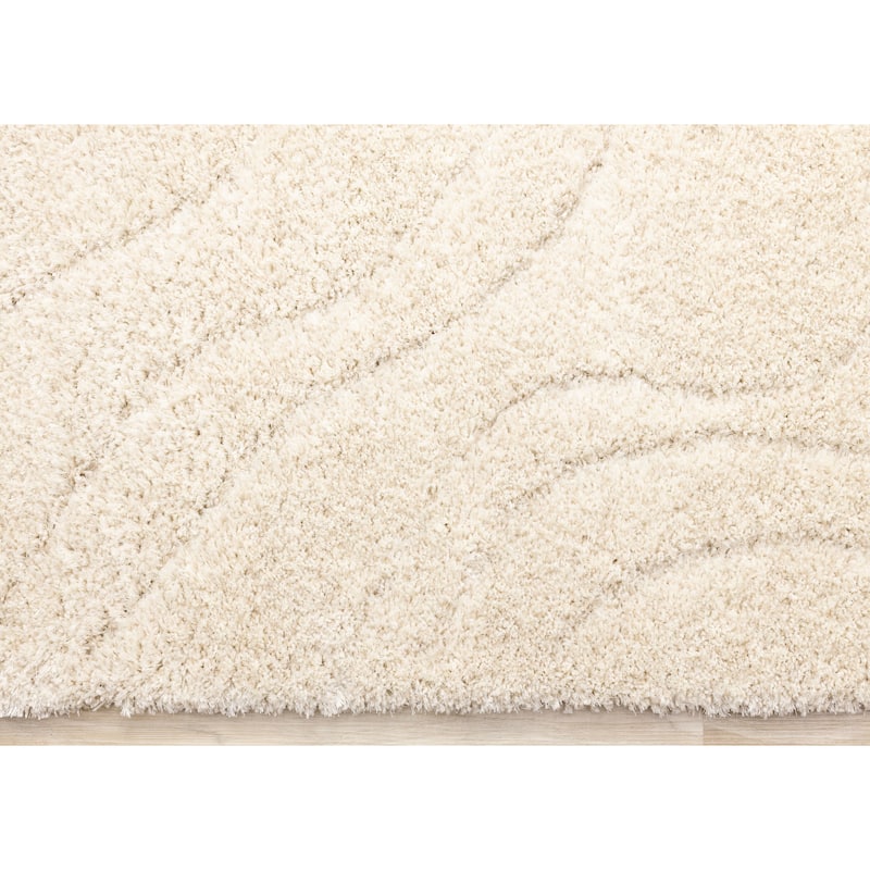 Richmond Collection - Cream Carved Swirl Super Plush Wool Area Rug