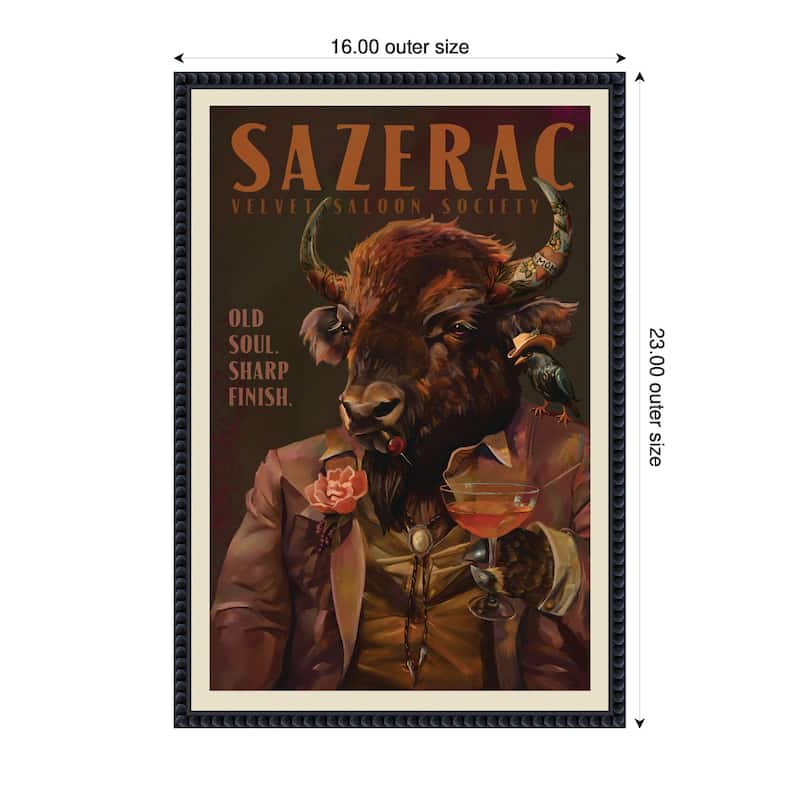 Kate and Laurel WG Sazerac Bison Buffalo by The Whiskey Ginger Framed Canvas Wall Art Print