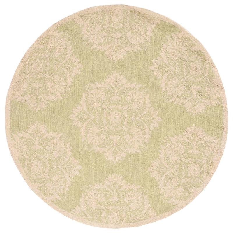 SAFAVIEH Handmade Chelsea Bauke French Country Wool Rug - 5'6" Round - Green/Beige