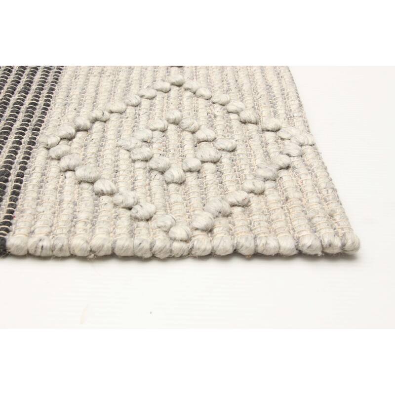 ECARPETGALLERY Braid weave Sienna Grey Wool Rug - 6'2 x 9'0