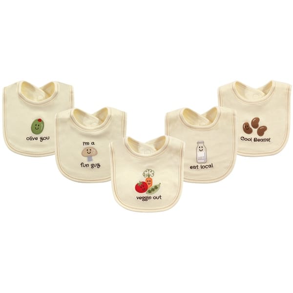 slide 1 of 1, Touched by Nature Baby Organic Cotton Bibs 5pk, Veggies, One Size - Veggies - One Size One Size - Veggies