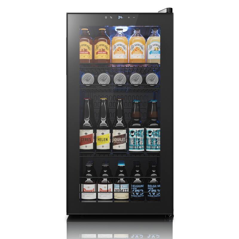 Yeego 95 cans Beverage Cooler, Mini Fridge with Adjustable Shelves - Black