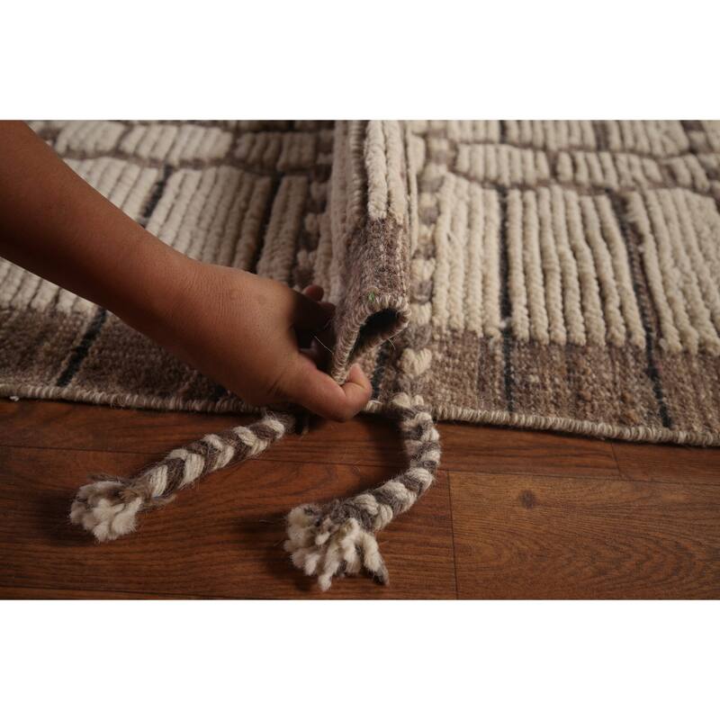 Ivory Large Moroccan Oriental Area Rug Handmade Wool Carpet - 12'2"x 16'9"