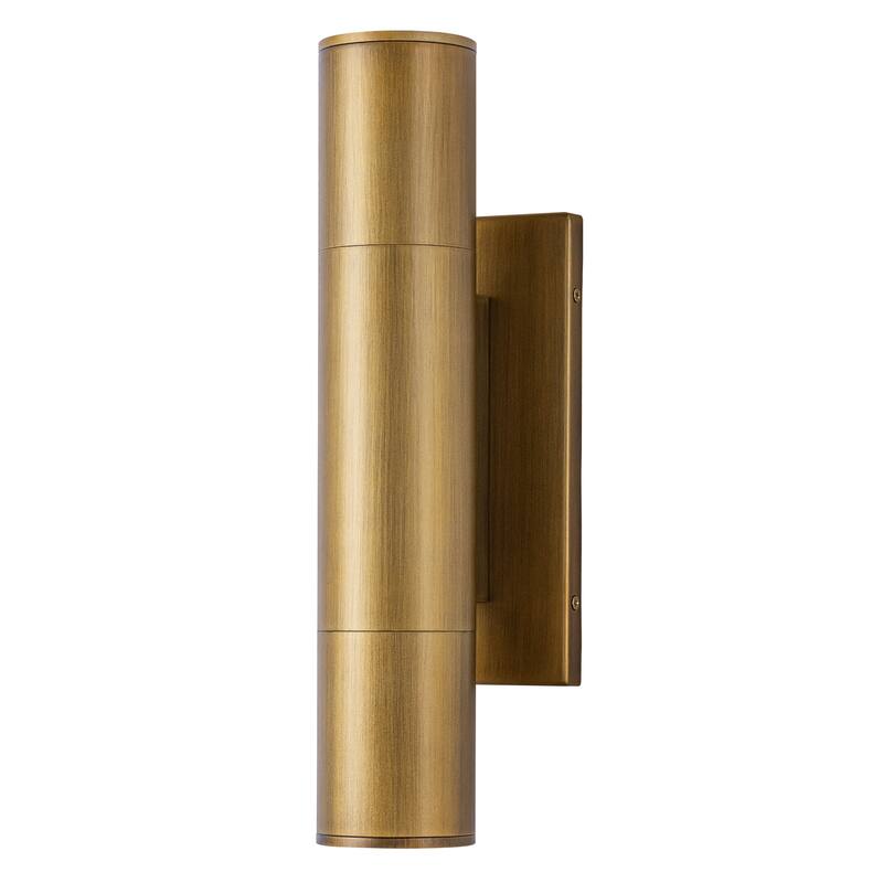4.5" Modern Black/Gold Cylinder Integrated LED 3000K Up and Down Waterproof Outdoor Wall Armed Sconce