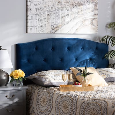 Leone Modern and Contemporary Velvet Upholstered Headboard-Navy Blue