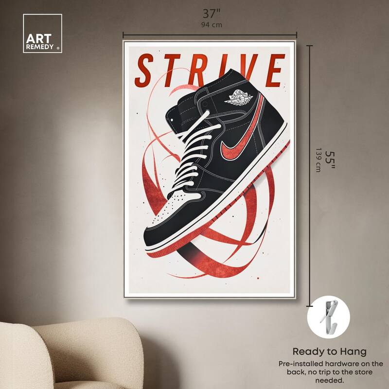 Red Ribbon Sneaker Canvas by Art Remedy